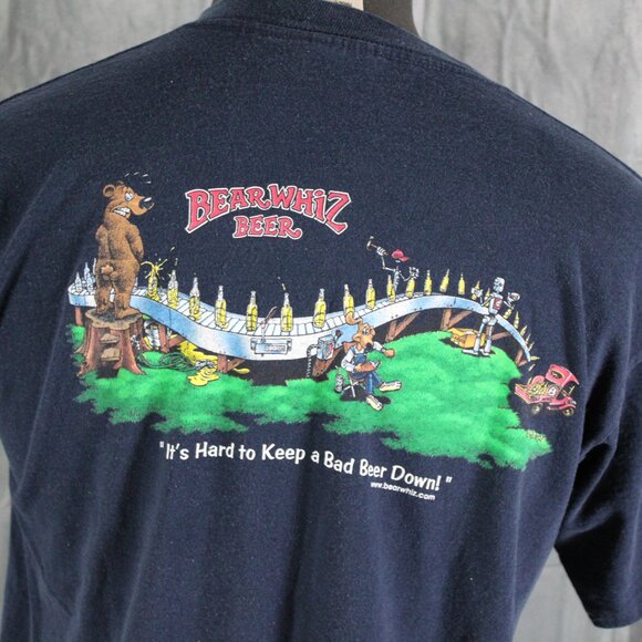 Vitnage Beer Shirt - Bear Whiz Beer Bottle Tag Graphic - Men's Large - Picture 7 of 10